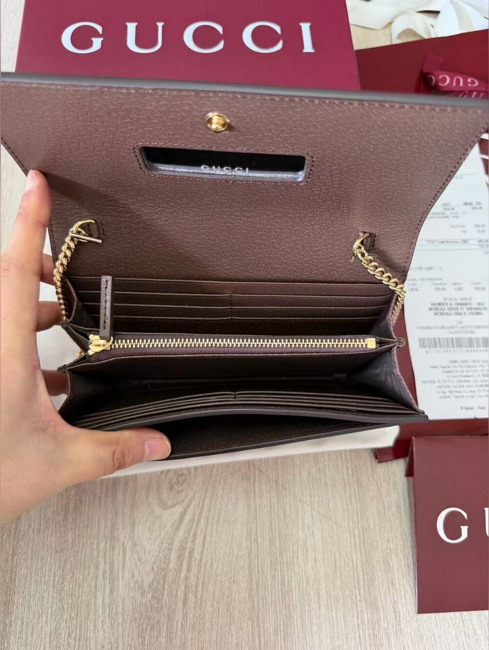 Gucci Beige GG Supreme Ophidia wallet on chain - Picture 10 of 16